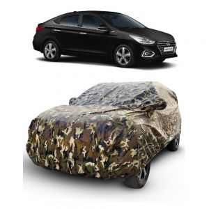 Waterproof Car Body Cover Compatible with Verna New (2017) with Mirror Pockets (Jungle Print)